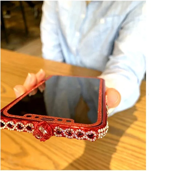 Red Для iphone X XS Стразы Бампер Гибридный чехол для iphone 6 6s 8 7 plus для Apple Блестящий металлический чехол-бампер с алмазами рамка чехол - Цвет: Red