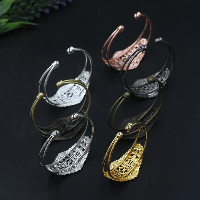 10 шт./лот винтажный смешанный цветной матовый пустой браслет двойной филигранный