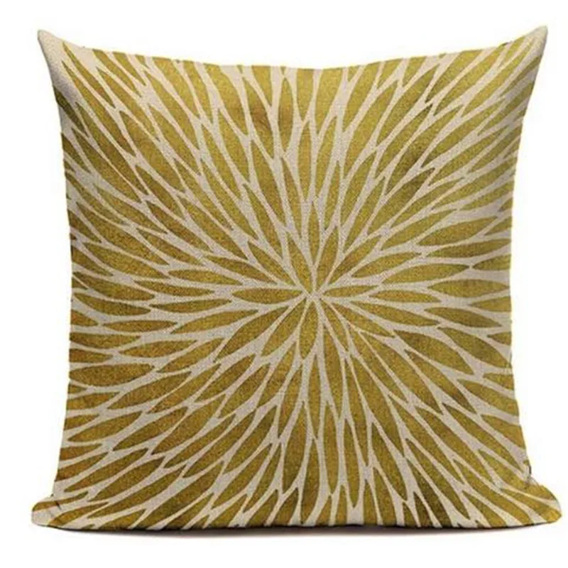 Decorative throw pillows cover Modern simple pillow Popper geometry plant noble gold trees leaf cotton linen sofa cushion | Дом и сад