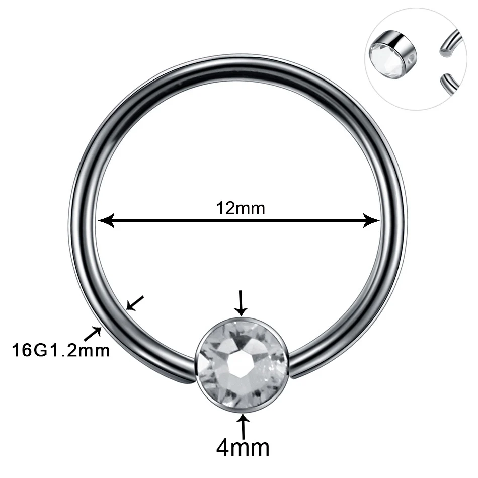Flat 16g 1.2x12x4mm G23 Титана Нос кольцо Круглый& плоский драгоценный камень дизайн прокалывание перегородки носа Daith пирсинг раковины Tragus серьги-спирали ювелирные изделия для тела - Окраска металла: Flat 16g 1.2x12x4mm