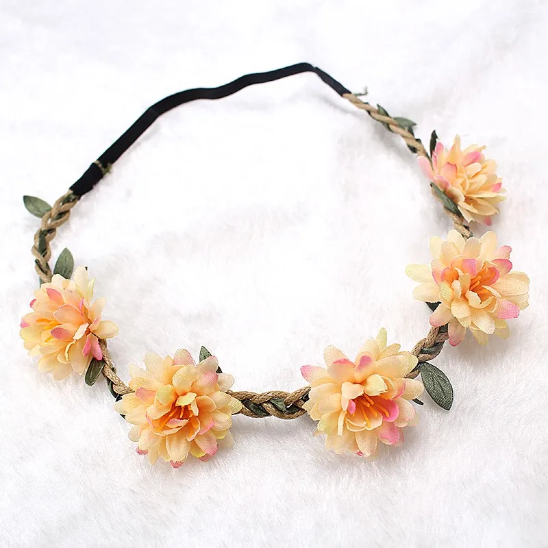 M MISM женская свадебная Цветочная повязка на голову для девочек Boho головной убор с цветами детские повязки на голову аксессуары для волос свадебный веночек пляжная гирлянда