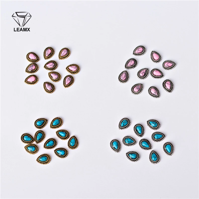 LEAMX 10 шт./пакет 3D Nail Art украшения металла капли воды Matt Nails маникюра декоративные Шарм Сплав Nail наклейки 8 цветов