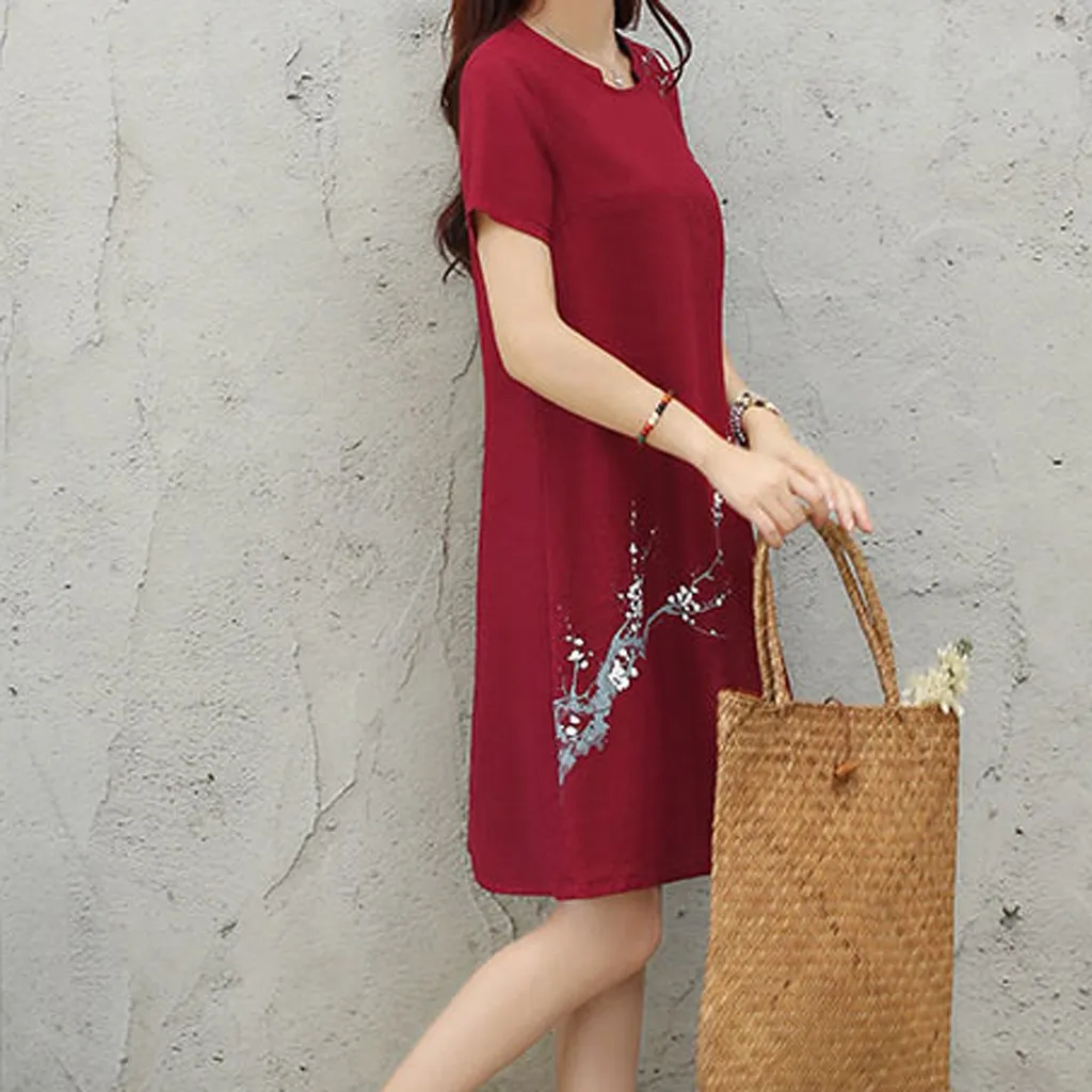 Женское платье, Vestidos De Verano, модное, полиэстер, ТРАПЕЦИЕВИДНОЕ, летнее, с коротким рукавом, с круглым вырезом, до колен, с принтом, платье Z4