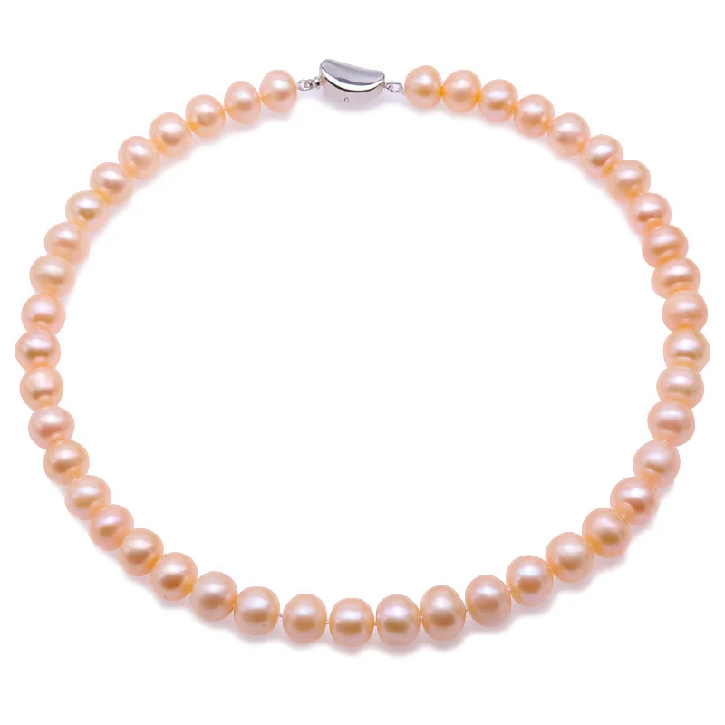 necklace JYX ожерелье с натуральным жемчугом 10-11 мм розовый пресноводный жемчуг ожерелье браслет и серьги ювелирный набор 17" - Цвет камня: necklace