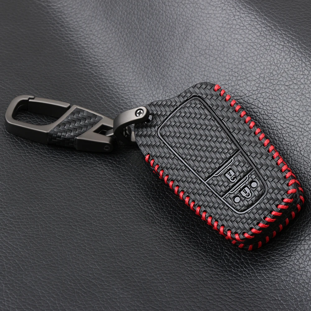 Кожаный чехол для ключей из углеродного волокна с умным пультом дистанционного
