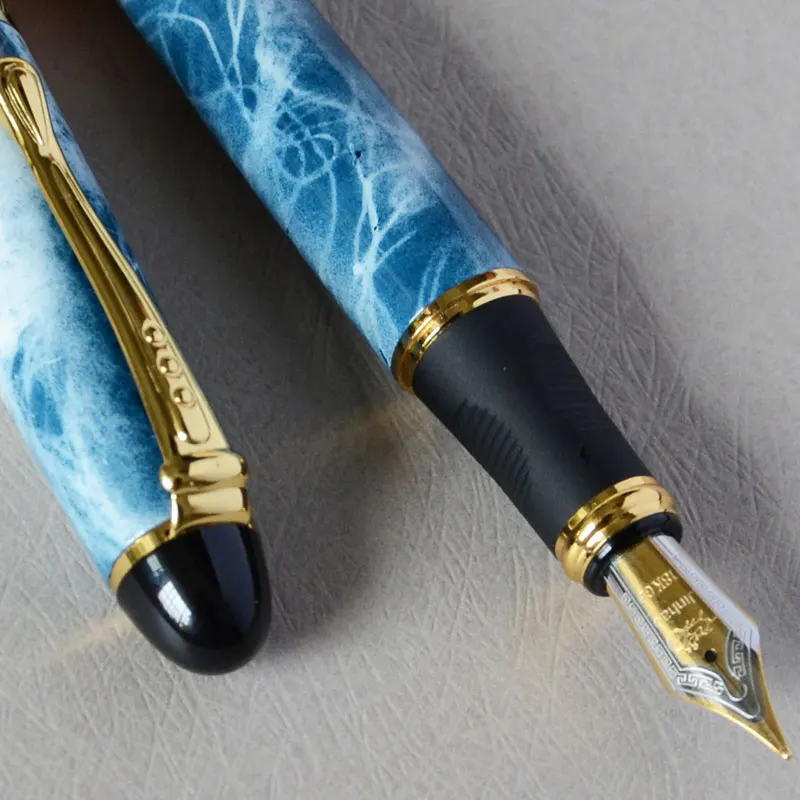 Перьевая ручка 0,7 мм перо с широким основанием 18KGP JINHAO X450 роскошный синий мраморный офисный Черный Серый Серебряный Зеленый 11 видов цветов Селективный лучший подарок