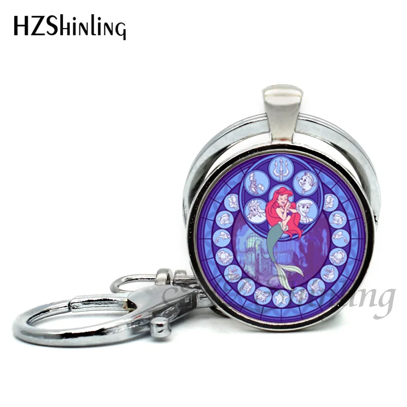 2017 New Deasign The Little Mermaid Keyring Handmade Fashion Pendant Jewelry Glass Dome Keychains Wholesale | Украшения и