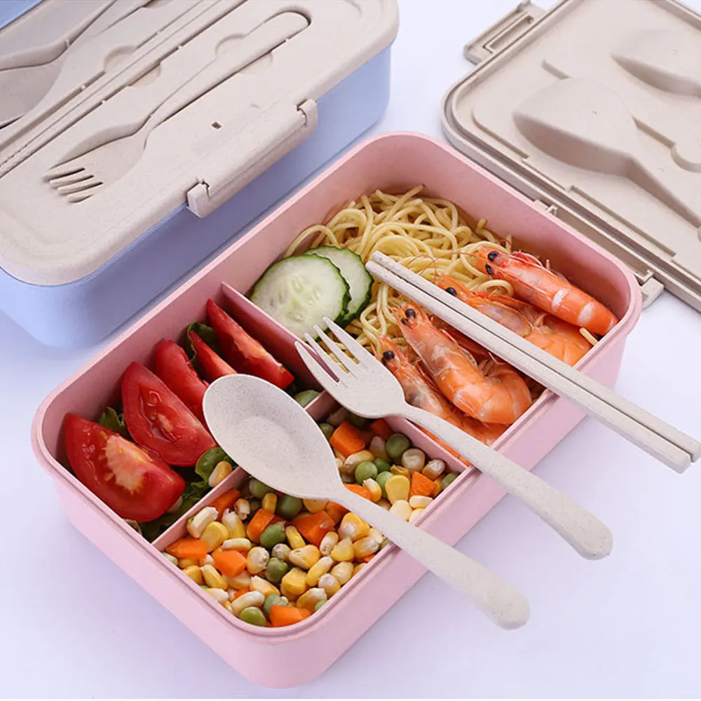 IVYSHION 3/5 сетчатый Ланч-бокс из пшеничной соломы, Bento box для студентов и школьников, портативный контейнер для хранения пищевых продуктов