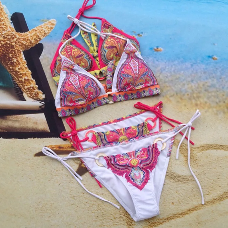 Для женщин купальный костюм бикини набор 2021 сексуальный принт женский ванный