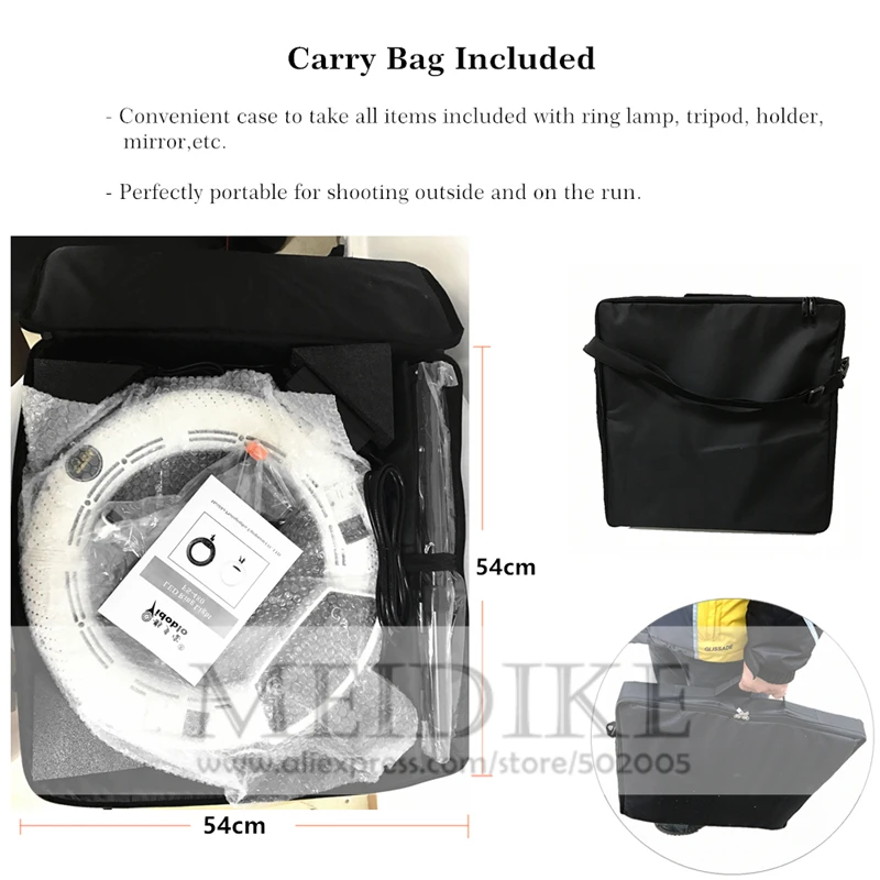 

Yidoblo FC-480 Adjust Fashion RGB LED Ring Light 480 LED Video Makeup Lamp Photography Studio broadcast Light +2M stand+ bag