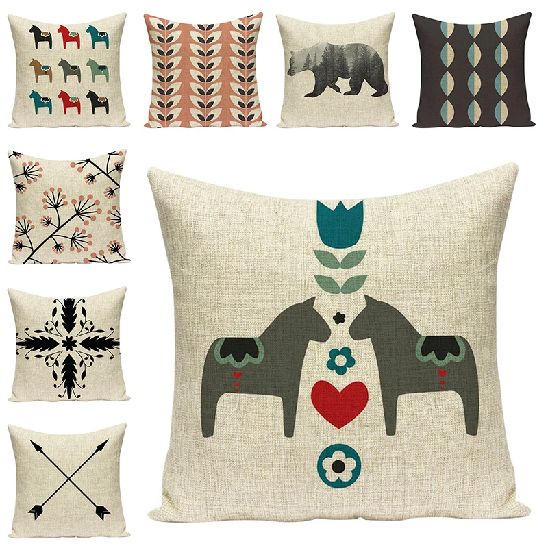 

Чехол для подушки с геометрическим рисунком, декоративные наволочки из хлопка и льна для диванных подушек с животными, Подарочный домашний ...