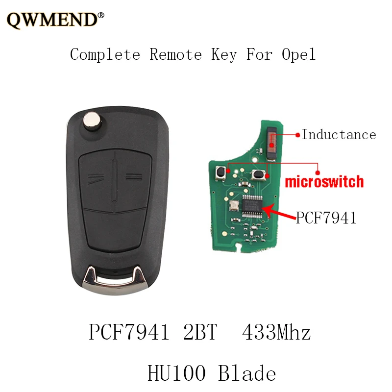 QWMEND 2 кнопки PCF7941 чип полный удаленный ключ для Vauxhall Opel Astra H 2004 2005 2006 2007 2008 2009 Zafira B