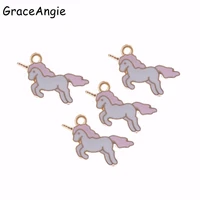 20pcs necklace diy chunky enamel unicorn charms pendant jewelry findings handmade necklace girls kids accessory