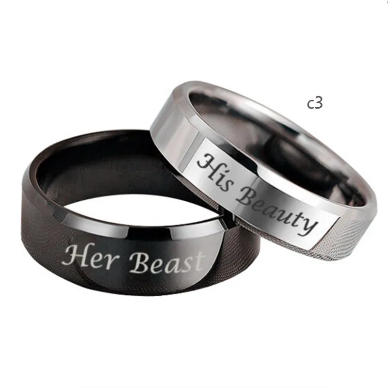 Кольцо с надписью Her Beast|ring couple|couple ringsbeautiful ring |