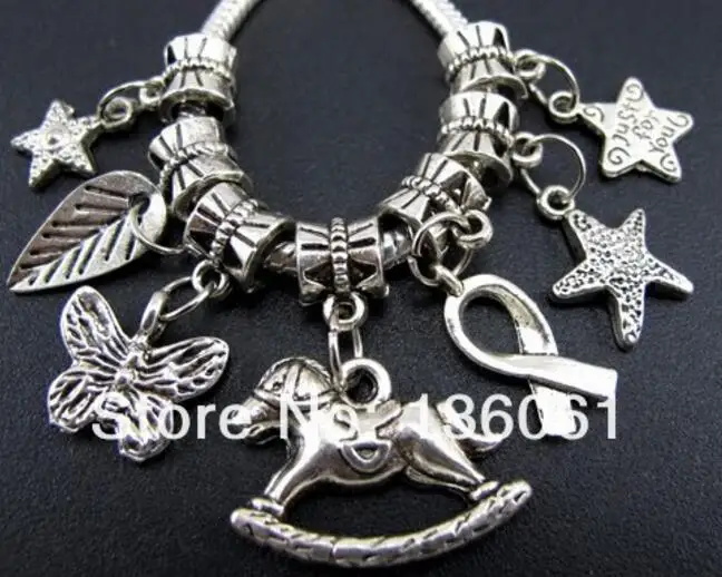 Смешанные античные серебряные животные и сердце знак мира музыкальная нотка