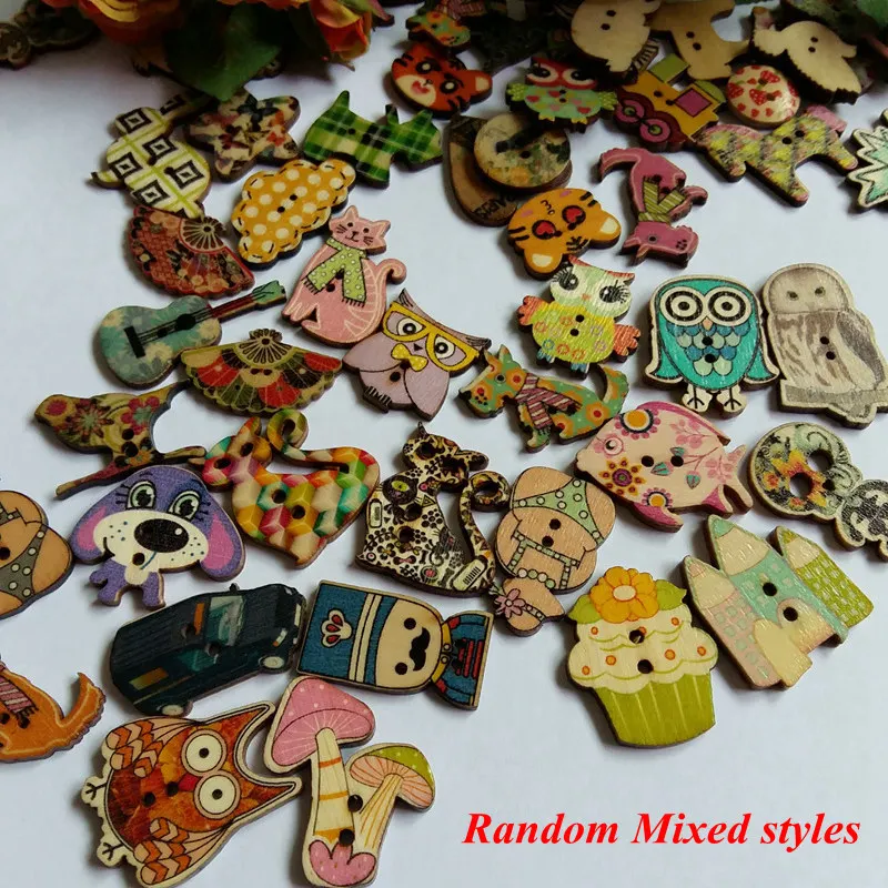 80 шт с различными мультипликационными принтами формы цвет дерева ручной работы