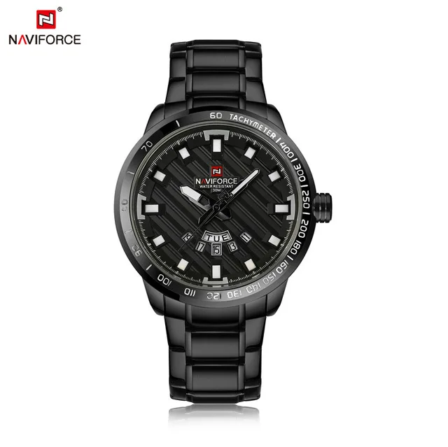 black NAVIFORCE брендовые кварцевые часы мужские спортивные часы мужские черные календарь из нержавеющей стали 30 м Водонепроницаемые наручные часы Relogio Masculino - Цвет: black