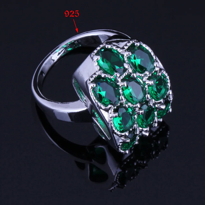 Выдающийся зеленый кубический цирконий Посеребренные Ювелирные наборы серьги