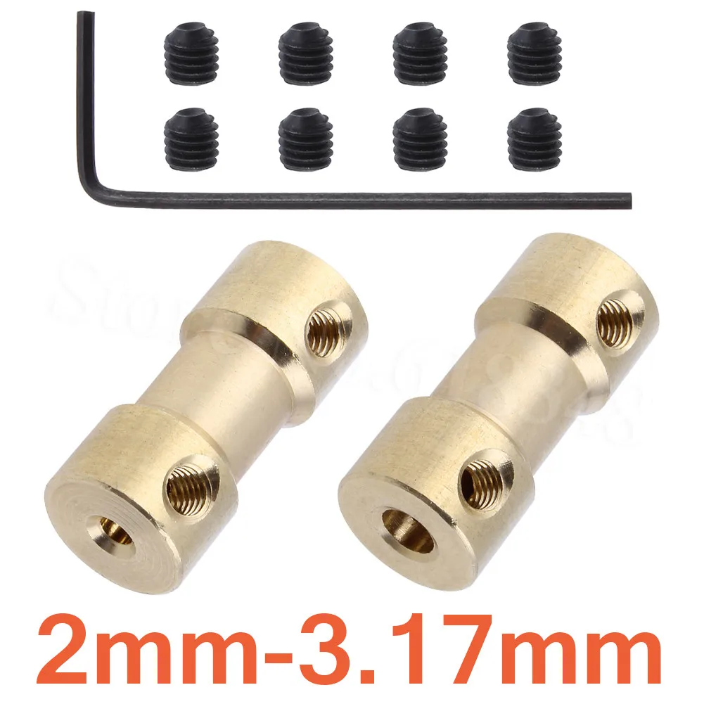 2mm-3.17mm 2 шт./лот 24 размера вал двигателя Соединительная муфта Соединительный рукав адаптер латунный Трансмиссия шарнир для RC лодки автомобиля самолета DIY - Цвет: 2mm-3.17mm