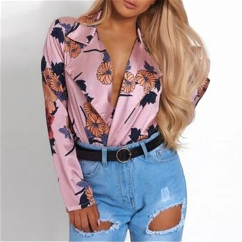 Принт Комбинезон с цветочками 2019 весна женская вечерние длинным рукавом