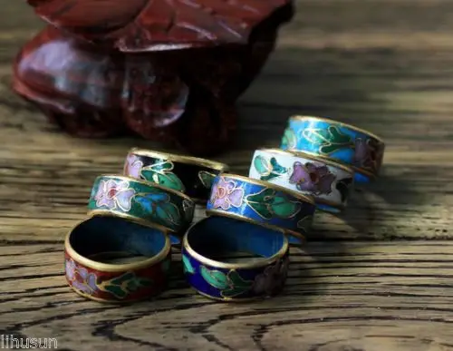 Оптовая продажа 6 шт очаровательное винтажное Китайское кольцо с эмалью ручной