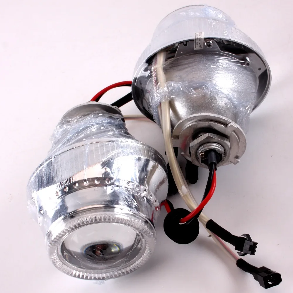2 шт. HID объектив проектора фары 12 V 35 W 3400LM H7 H4 9006 Маленький Набор Сменные светодиодные лампы для автомобиля фары линзы с ангельские глазки
