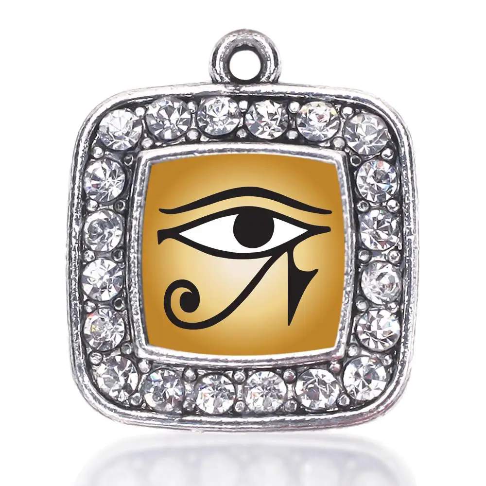 

EYE OF RA SQUARE CHARM ANTIQUE SILVER PLATED CRYSTAL JEWELRY