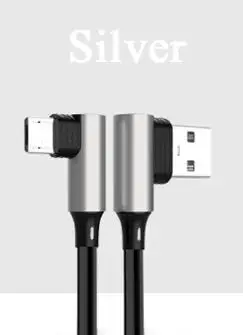 Silver 90 градусов двойной СГИБ двойной локоть кабель для передачи данных Micro usb type C кабель для зарядки iPh кабель мобильного телефона кабель зарядного устройства - Цвет: Silver