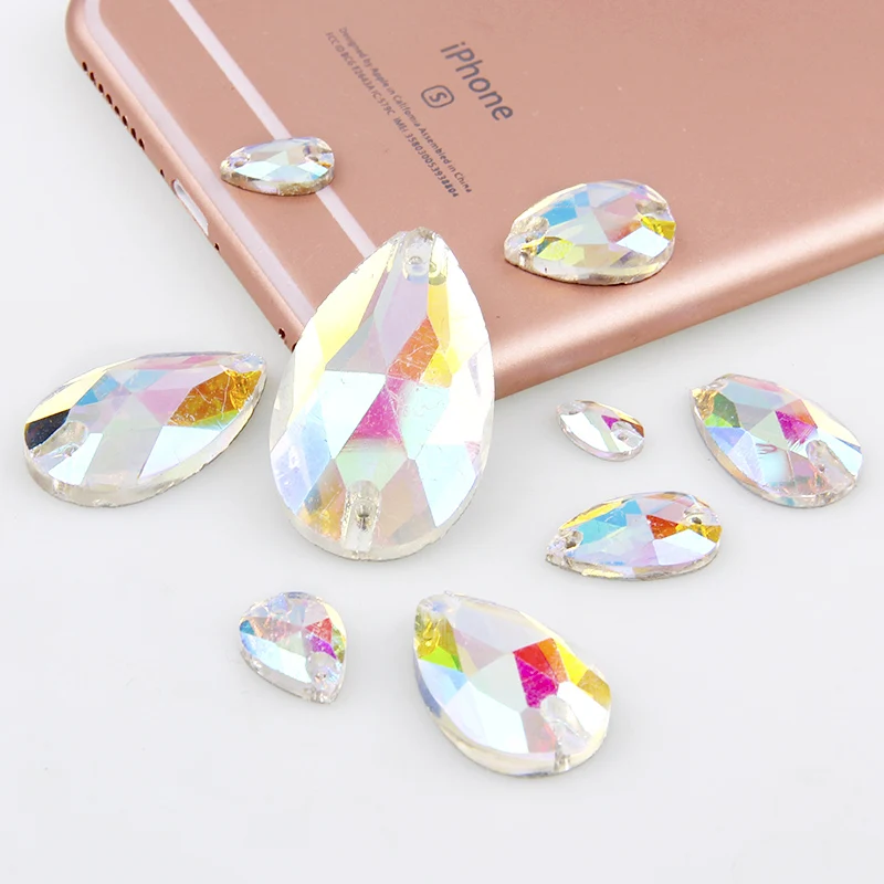 Стеклянные стразы для шитья с 2 отверстиями плоским основанием украшения одежды |