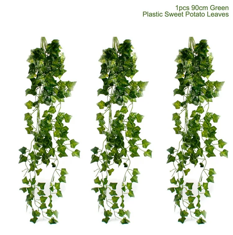 Sweet potato leaves FENGRISE, 1 шт., 90 см, Искусственный лист плюща, Зеленый лист, гирлянда для свадьбы, дня рождения, украшение для дома, сделай сам, искусственные растения, садовые, вечерние - Цвет: Sweet potato leaves