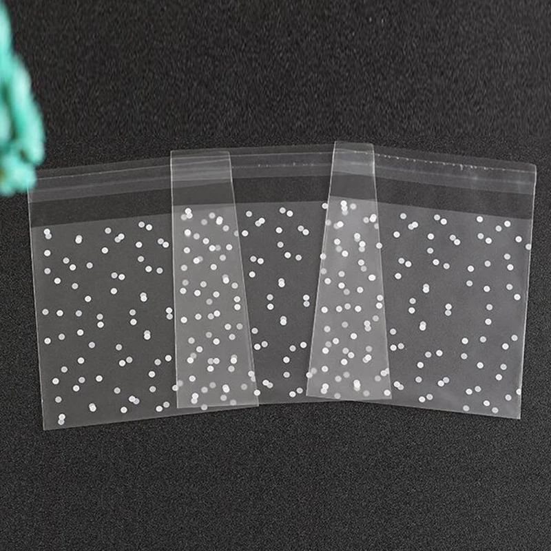 100 шт. прозрачные матовые пластиковые пакеты в белый горошек|bag wedding candy|wedding candybag |