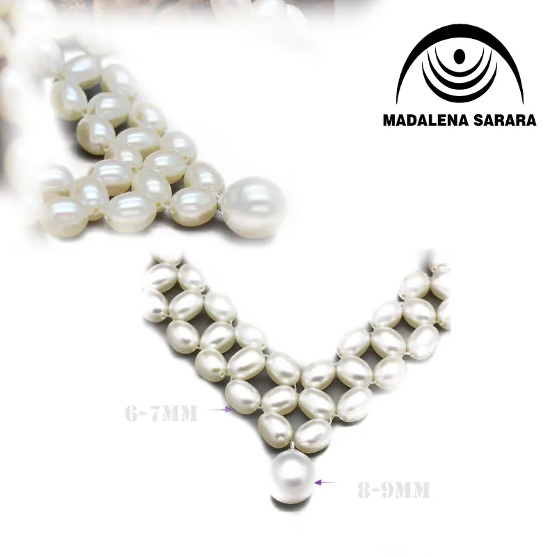 Ожерелье из белого жемчуга с пресноводным жемчугом размер 8-9 мм 18 дюймов |