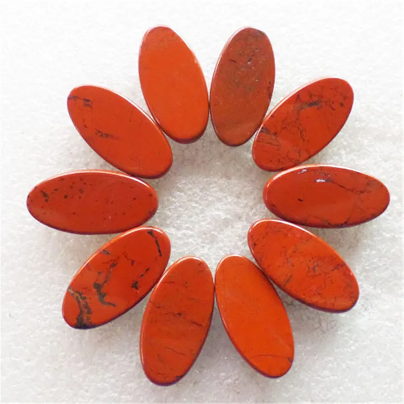 (10 шт./лот) оптовая продажа натуральные красные яшмы овальный кабошон 30x15x7 мм