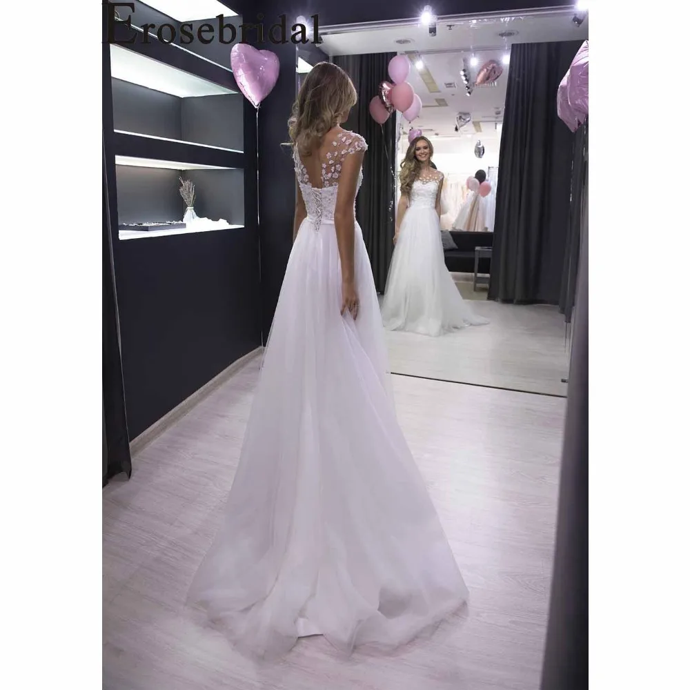 Женские свадебные платья Erosebridal белые цвета слоновой кости с цветами и бусинами