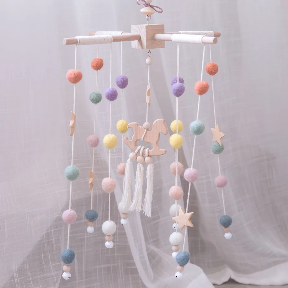 Baby Rattles Mobile Wooden Beads Trojan Wind Chimes Baby Toys For Kids Room Bed Hanging Decor Tent Decor Photography Props Gifts
