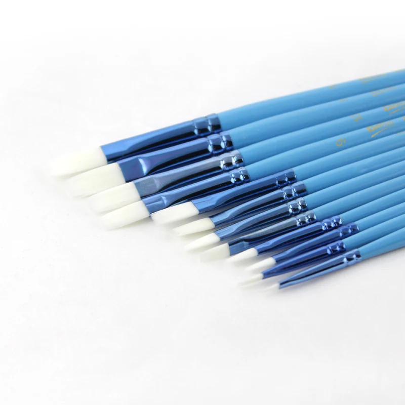 Bianyo 12 шт плоская головка Акварельная кисть для гуаши кисти краски нейлоновые