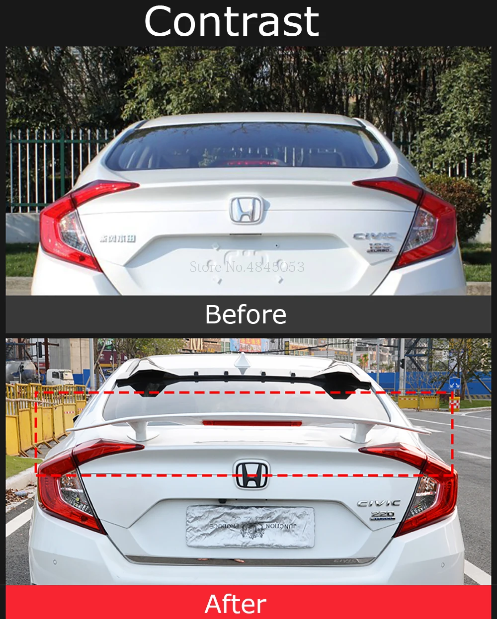 AITWATT Подходит для Honda Civic спойлер из углеродного волокна ABS пластик черный цвет задний спойлер задний багажник губы крыло автомобиля Стайлинг
