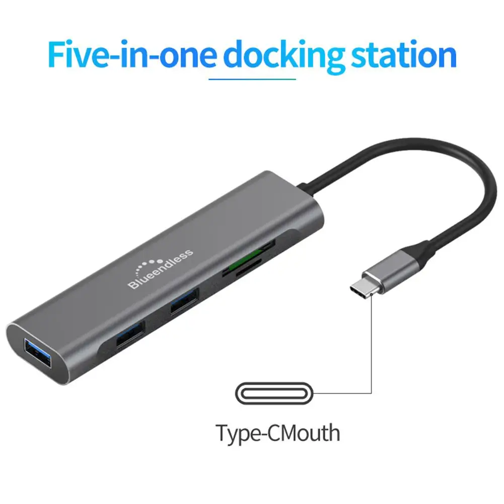 Для Blueendless 5-в-1 концентратор USB/TYPE-C многофункциональная док-станция USB3.0 TF слот для карты SD 5Gbp/s конвертер коэффициент расширения концентратор