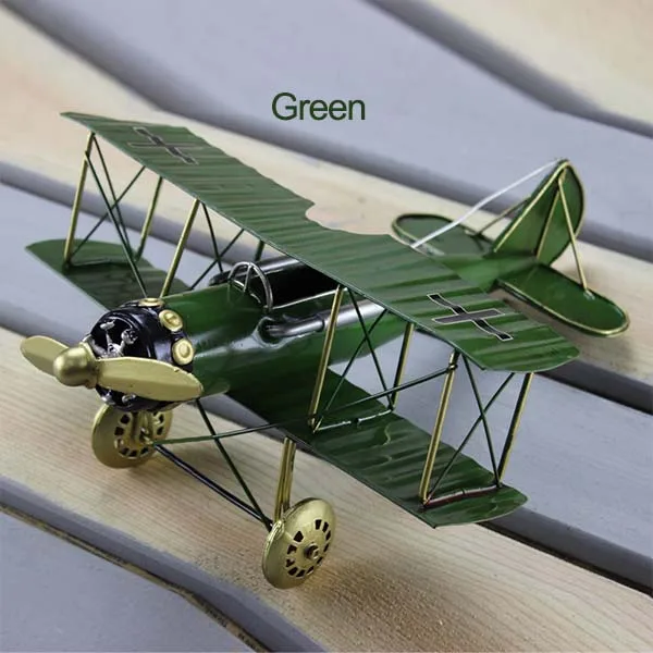 Green Винтажные металлические украшения для дома, самолет, модель игрушки для детей, Миниатюрные модели самолета, ретро Креативные украшения для дома - Цвет: Green