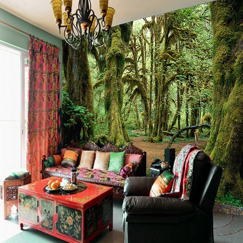 Дропшиппинг Colomac обои джунгли природа пейзаж тропический фотообои 3d обои фрески Papel Decorativo сравнению