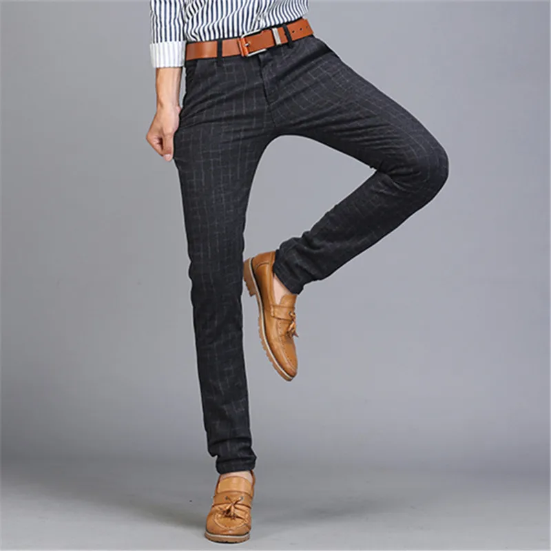 Для Мужчин's Бизнес Повседневное брюки тенденция Дизайнер Хлопок Slim Fit