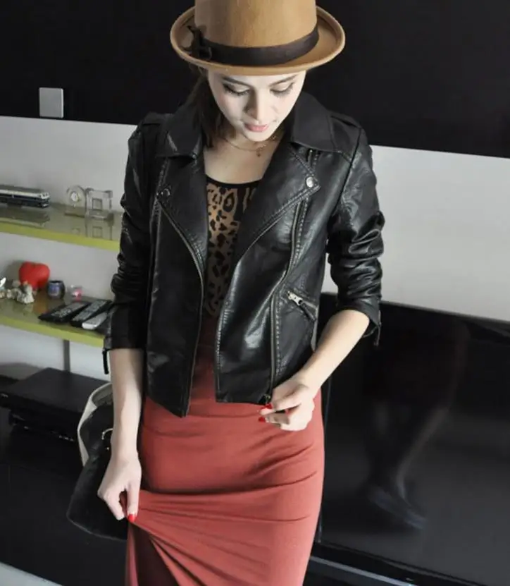 Leather 2018 PU Jacket Women Slim Biker Motorcycle Soft Outwear Faux Zipper Jackets Spring Ladies Coats 201832 | Женская одежда