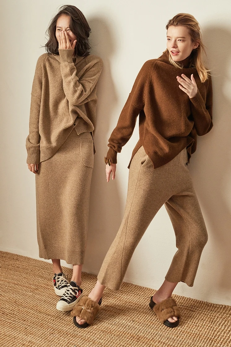 Jumper Top Hot Sale Computer Knitted Full 2018 Cashmere Sweater High Collar Loose Profile Thick Pullover Women's Fork | Женская