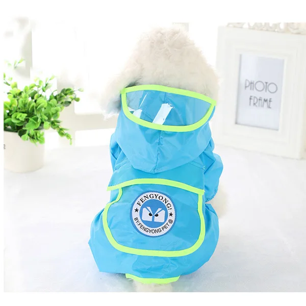Light blue Новинка, 6 цветов, летний дождевик для маленьких, средних и больших собак, водонепроницаемая одежда для щенков, милый комбинезон для животных, размер XS-XXL, DOGGYSTYLE - Цвет: Light blue