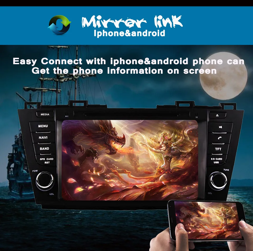 8 ''Восьмиядерный android 10 0 4G + 64G Автомобильный головной убор Авторадио аудио