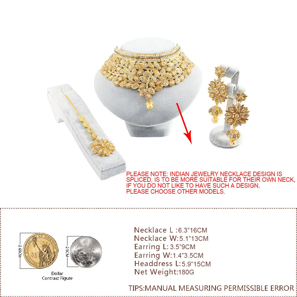 Набор ювелирных украшений JUST FEEL в Дубае золотистого цвета индийские Роскошные