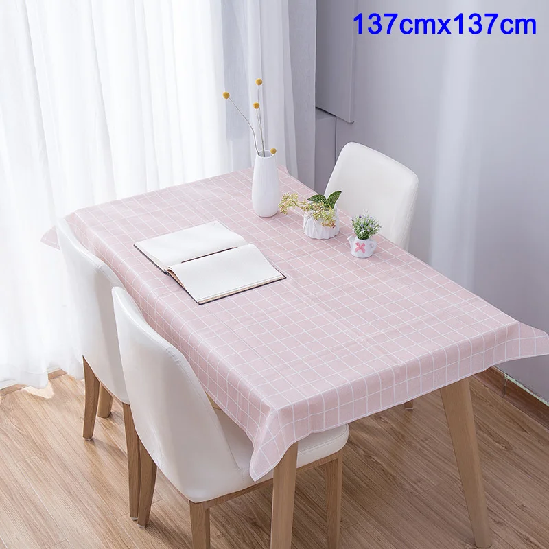 pink 137x137cm 1 шт. скатерть в клетку Водонепроницаемая маслостойкая прямоугольная скатерть домашний кухонный Декор hogard JA02 - Цвет: pink 137x137cm
