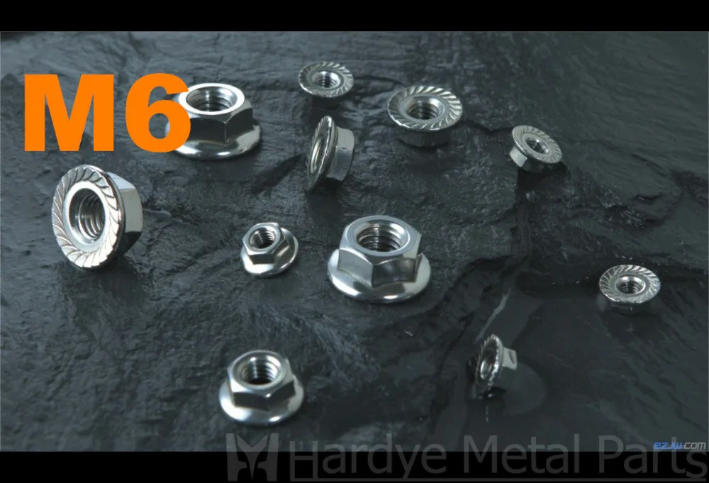 100 шт./лот DIN6923 M6 нержавеющая сталь Шестигранная гайка фланца|hex flange nut|flange nutm6 stainless