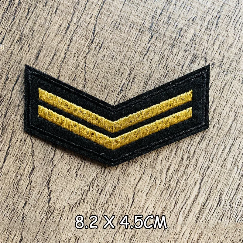 2 row Золотой Серебряный Красный Военный Ранг Вышивка Патчи для одежды тактический боевой дух армейский логотип Железная на одежде значок аппликация - Цвет: 2 row