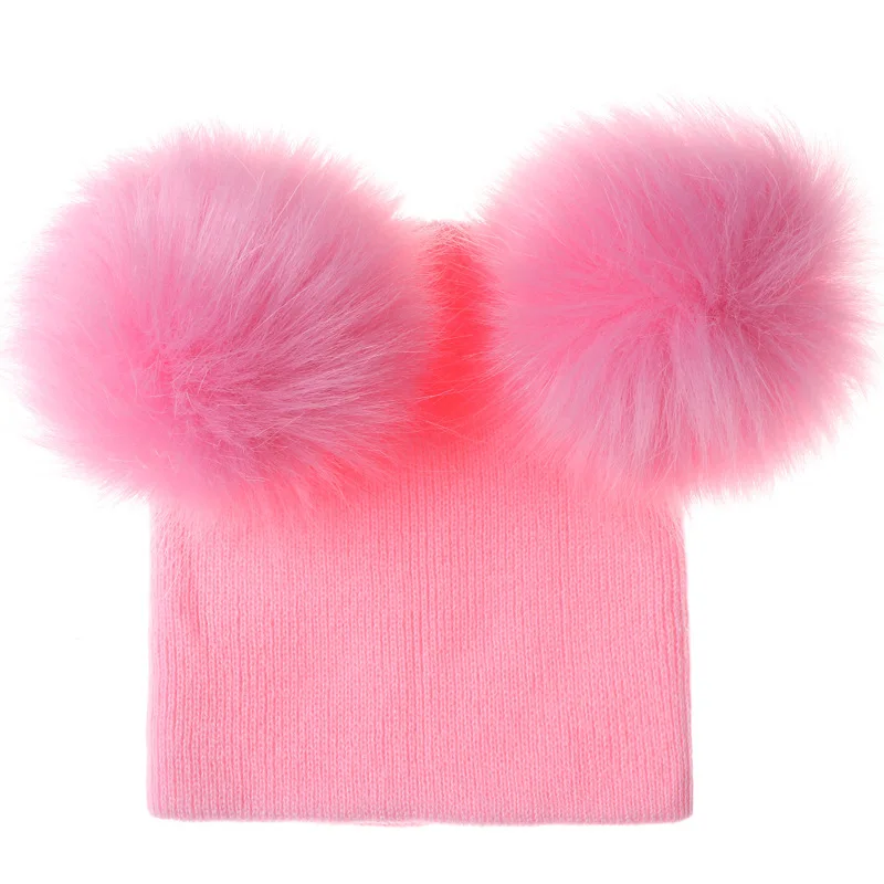 

2019 Brand New Children Toddler Kids Baby Warm Winter Wool Knit Beanie Fur Pom Pom Bobble Hat Cap Winter Warm Hat